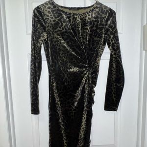 Midi Olive Green Velvet Tahari Dress